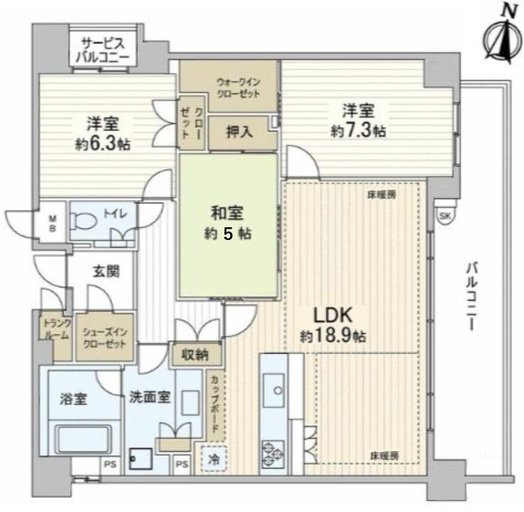 福岡市中央区赤坂3丁目 パークコート赤坂ヒルトップレジデンス 間取り