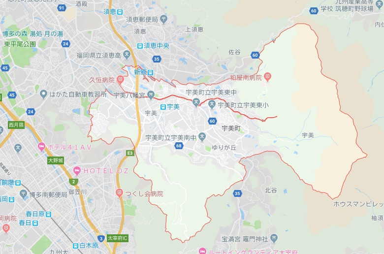 糟屋郡宇美町地図