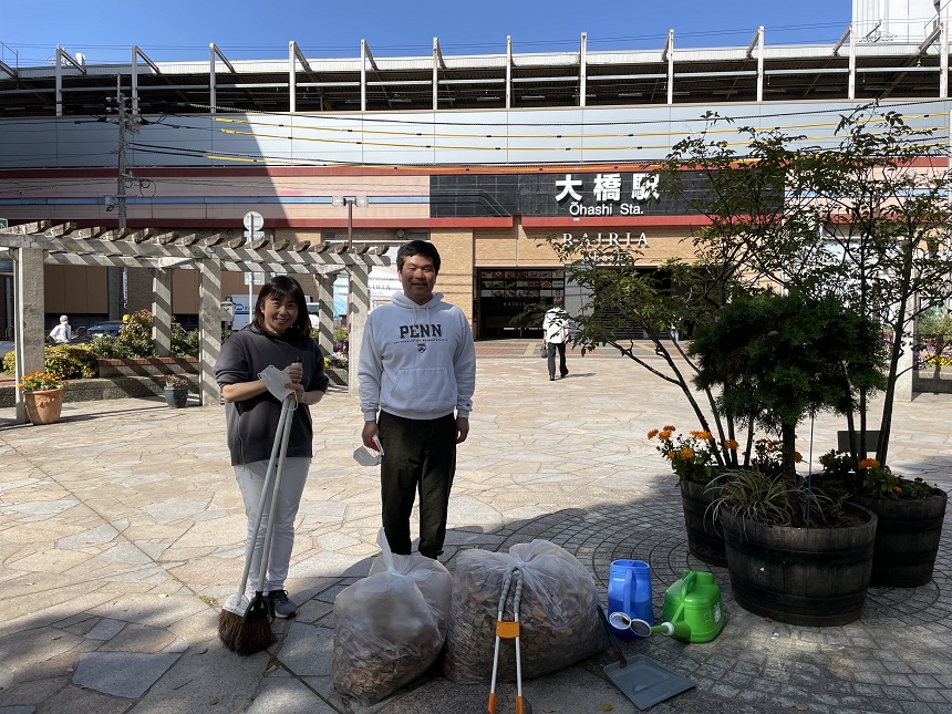 大橋駅前の花壇管理業者2022徹底的清掃