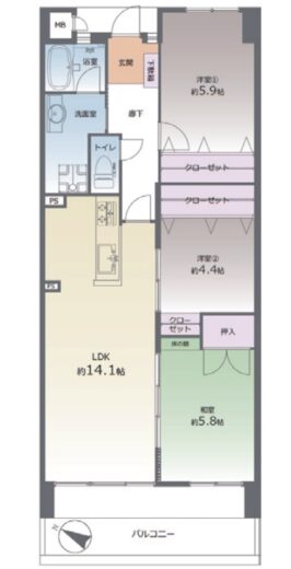 福岡市南区筑紫丘１丁目 ライオンズマンションマキシム大橋302 間取