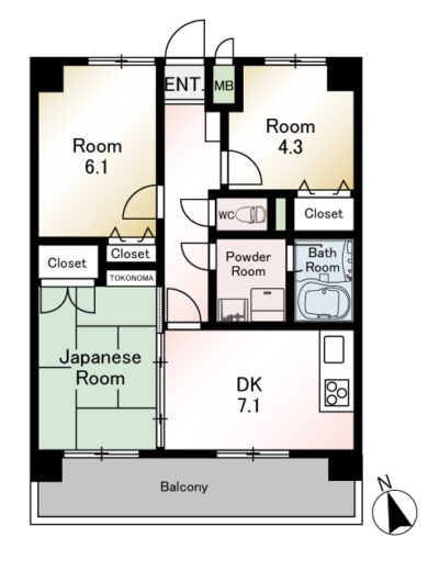 福岡市南区井尻４丁目ライオンズマンション井尻第Ⅱ3F 間取