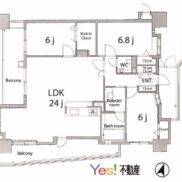 福岡市中央区大手門1丁目アクタス大手門パークシティ５F 間取り(間取)