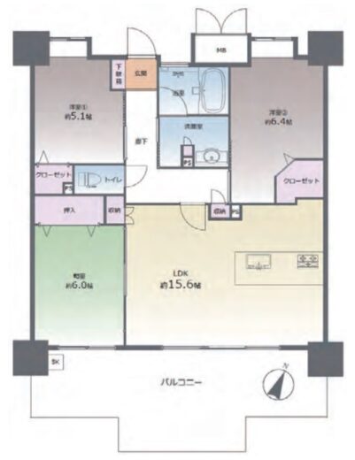 福岡市博多区美野島 2-31-2 ヒューマインド美野島並木通り 802 間取