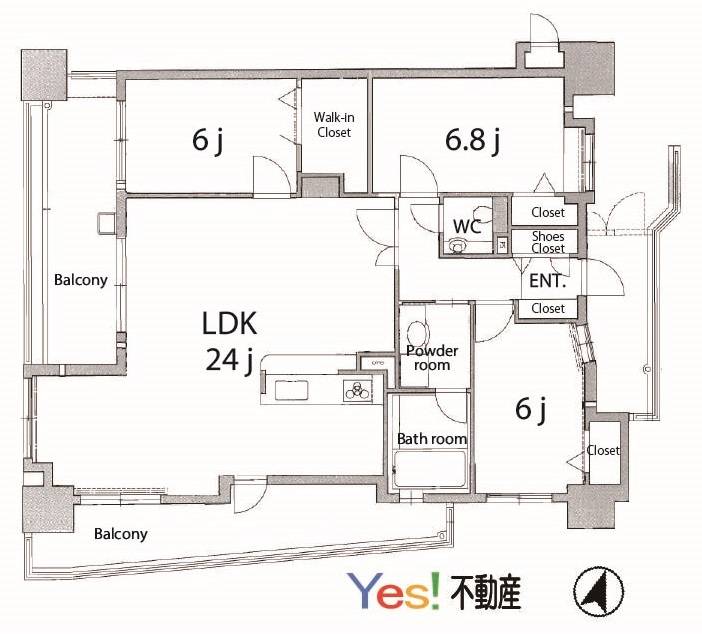 福岡市中央区大手門1丁目アクタス大手門パークシティ５F 間取り